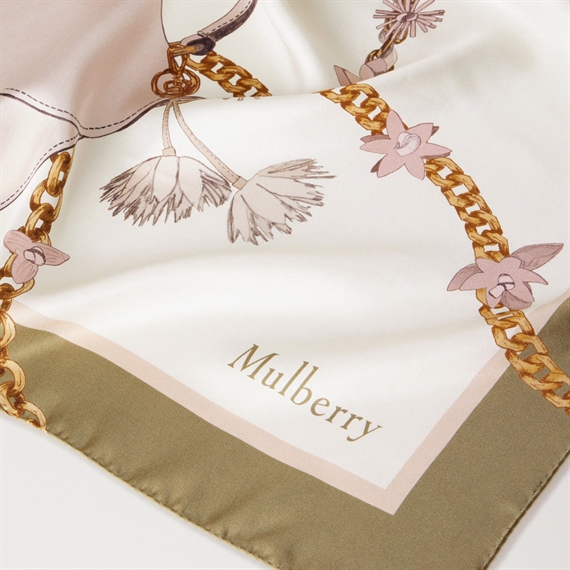 Mulberry Lana Bag & Chains Square Eggshell & Blossom Pink Silk Twill